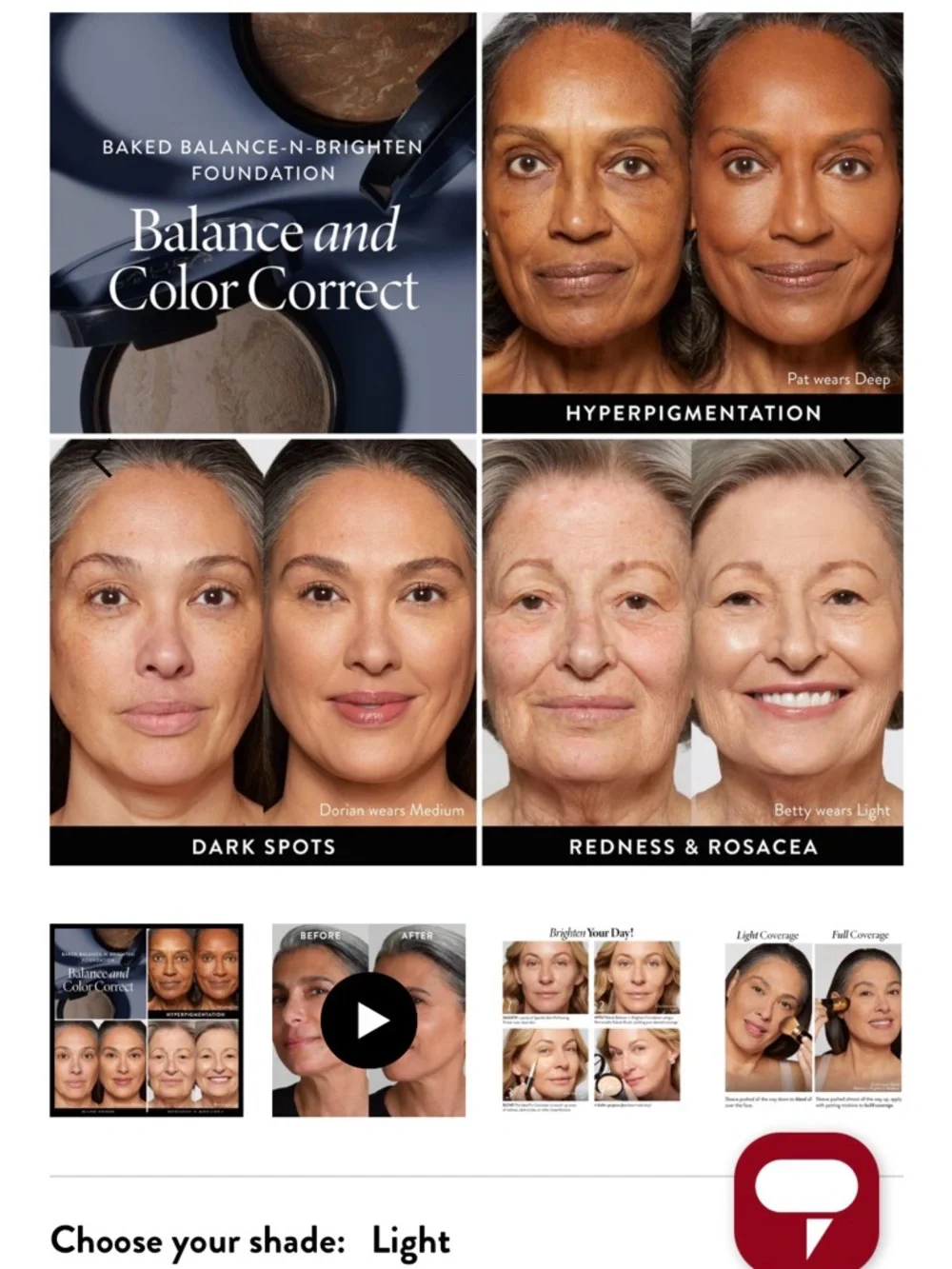 Laura Geller Baked Balanced n Brighten Color Correcting foundation- Light